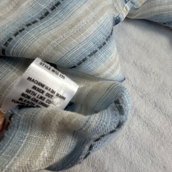 CP Shades Womens Striped Button-Up Shirt The Seaside Style Blue Linen Large NWOT - Picture 8 of 8